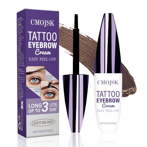 CMOJSK Tattoo Eyebrow Gel Easy Peel Off,Semi Permanent Eyebrow Gel,Eyebrows Tattooed Waterproof,Sweatproof,Eyebrow Stain,Natural-Looking, Long-Lasting,Light Brown