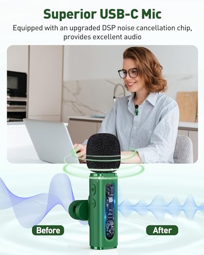 Image of USB C Wireless Lavalier Microphone for iPhone, iPad & Android Phone, Green