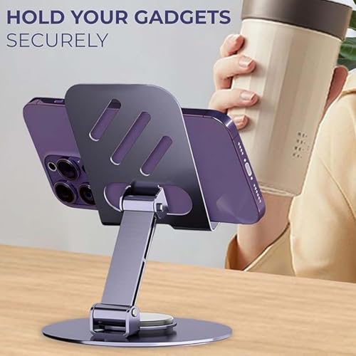 Image of Velo Mobile Stand for Desk, Anti Slip, 360 Rotatable, Extendable, Adjustable Phone Holder for Table, Office, Home, Study, Foldable Portable Phone Stand Compatible with All Mobile Phones