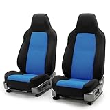 FH-FB102102 Classic Cloth Car Pair Set Seat Covers Blue/ Black- Fit Most Car, Truck, Suv, or Van