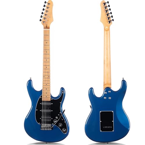 エレキギタースターターキット 初心者向けモダンエレクトリックソリッドボディギター(Blue 1)