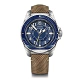 Victorinox Journey 1884 Automatic Watch with Pouch - Premium Swiss Watch for Men - Stainless Steel Wristwatch - Great Gift for Birthday, Holiday & More - Blue Dial, Wood Strap