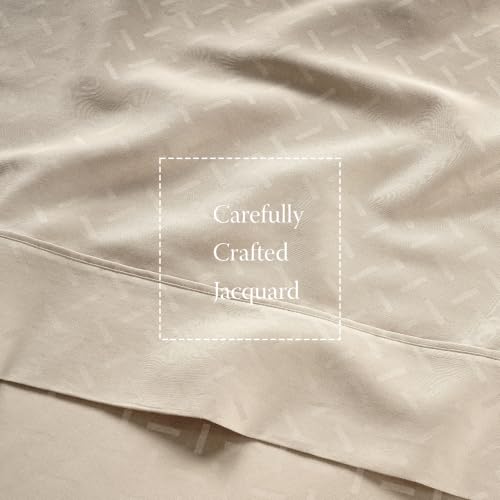 Image of Threadmill 300 Thread Count Cotton King Sheet Set, Sateen, Jacquard, Beige