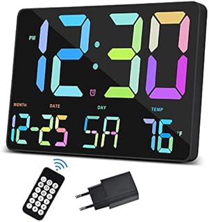 SZELAM Digitaluhr Großes Display,11,5" Digitaler Wandwecker mit Funkfernbedienung,LED Übergroße Wanduhr mit Datumstemp,12/24H,Adapter,Snooze Wecker für Zuhause Schlafzimmer Büro Gym