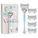 Gillette Venus, Rasoio per Peli e Pelle Della Zona Intima + 5 Confezione di Lamette di Ricambio, Rasoio Parti Intime Donna, Lamette Donna Gillette Venus Ricariche immagine