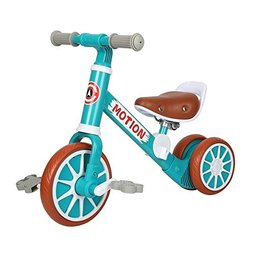 XIAOYANG Radio Flyer Tricycle 2 in 1 Children's Tricycle Baby Balance Car Toddler Walker with Pedal 1-3-6 Years Old Toy Car 2 Color Options 49X63X30CM (Color : Green)