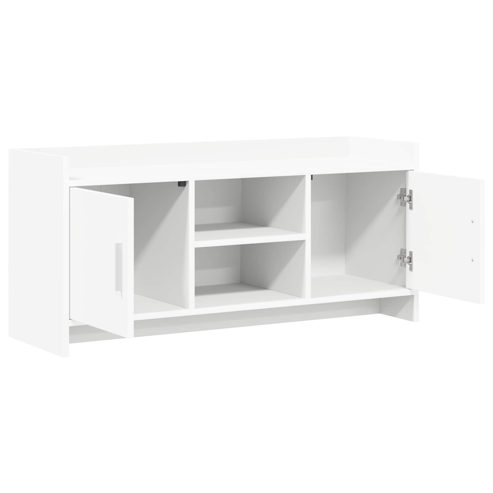 Mobile TV in legno bianco, 102 x 33 x 47 cm, con molto spazio, scaffale e cassetto per soggiorno, angolo gaming, salvaspazio, design moderno, facile da pulire, montaggio a parete possibile