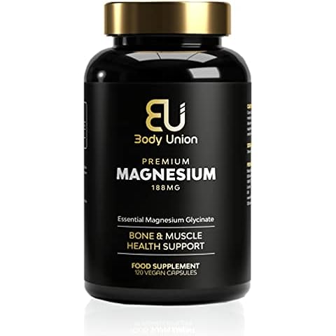 Body Union Magnesium Supplement | 188mg Magnesium Glycinate Capsules For Bones & Muscles, Migraine Relief, Sleep, Fatigue & Energy Support | Magnesium Supplements Complex Formula | 60 Vegan Capsules Cover