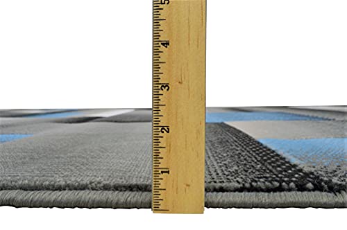 Tapete 5x7 Azul Geométrico Moderno de HR HANDCRAFT RUGS miniatura 2