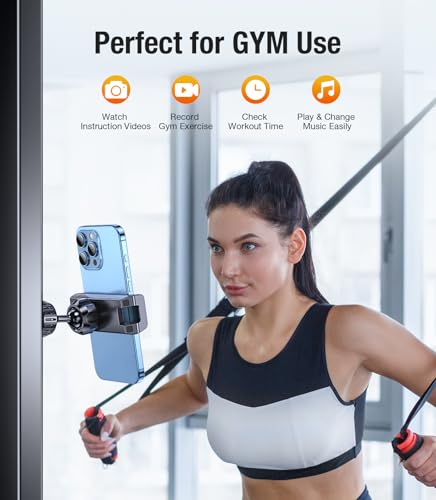 Image of Gym Magnetic Phone Holder【Strong Magnets】Magnetic Phone Holder for Gym Record Attach to Metal Surface,Magnetic Phone Mount for Gym Accessories for Men Women Compatible with All Smartphones 4.7-7 inchBlack