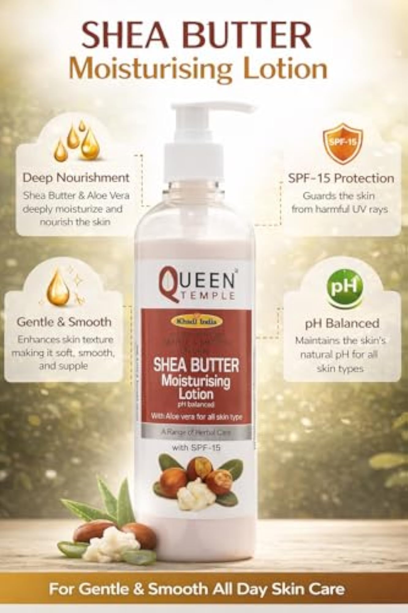 Body Lotion 500ml, SPF 15 Moisturizer for Dry Skin