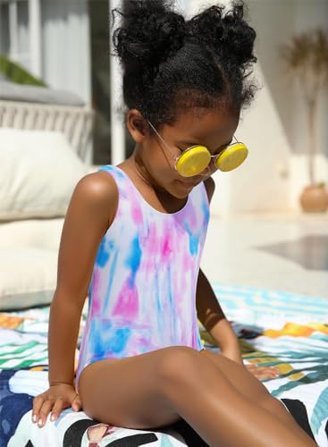 SHEKINI Girls Solid Bathing Suits Kids One Piece Swimsuits U Neck Cute Swimwear3