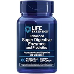 Life Extension Enhanced Super Digestive Enzymes and Probiotics, 60 Capsules | B. Coagulans Probiotic & Blend of 10 Digestive Enzymes, Supports Digestion, Comfort & GI Balance for Plant-Based Diets