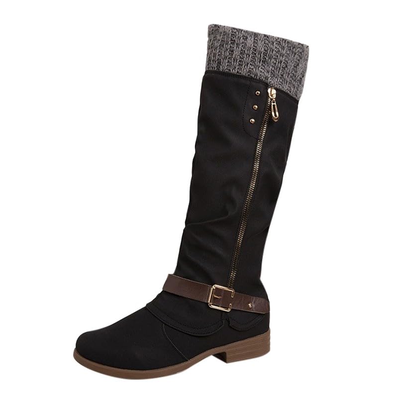 Generisch Botas de invierno para mujer, resistentes al agua, altas, tacón largo, con forro cálido, botas de nieve antideslizantes con cremallera lateral, botas para mayor comodidad en climas fríos