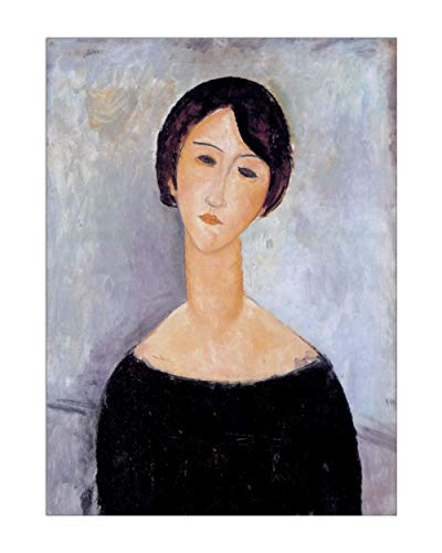 Vestin Stampa in Poster o Tela Canvas 100% QUALITà ITALIA - Modigliani - Woman in black - effetto Dipinto Idea Regalo Casa quadro cucina stanza da letto soggiorno (TELA CANVAS, 40X54 CM)