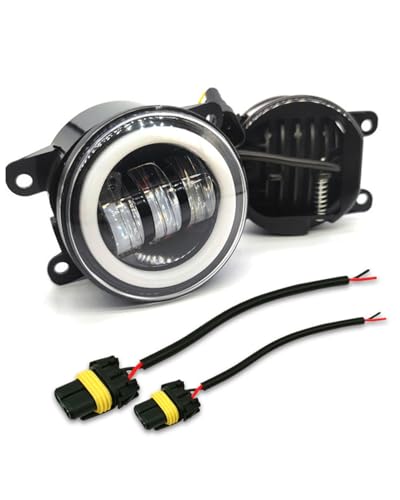 VCSZKXLY Compatible for Jeep Liberty Fog Lights Assembly 2003 2004 2005 2006 2007, 4 Inch Led Fog Lights DRL Turn Signal Lights, Amber White, Pack of 2