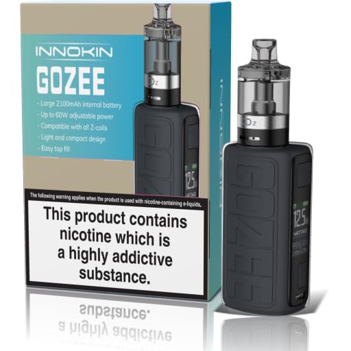GOZEE Vaping Kit, Compact Design, Improved Battery Life, Advanced Features, 2mL Capacity, GO Z Tank, E Cigarette, E Cig, Innokin Vaping, Starter Kit, No Nicotine (Black)