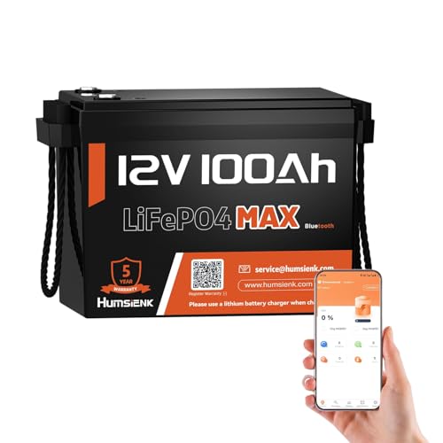 Humsienk 12V 100Ah LiFePO4 Batterie mit Bluetooth
