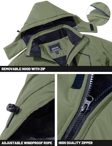 Image of TACVASEN Men's Winter Skiing Jackets Water Resistant Fleece Coats Insulated Thermal Snowboard Jacket Parka Raincoat with Hood