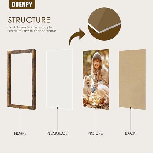Image of DUENPY 5 Folding 5x7 Accordion Wood Frame Plexiglass Brown