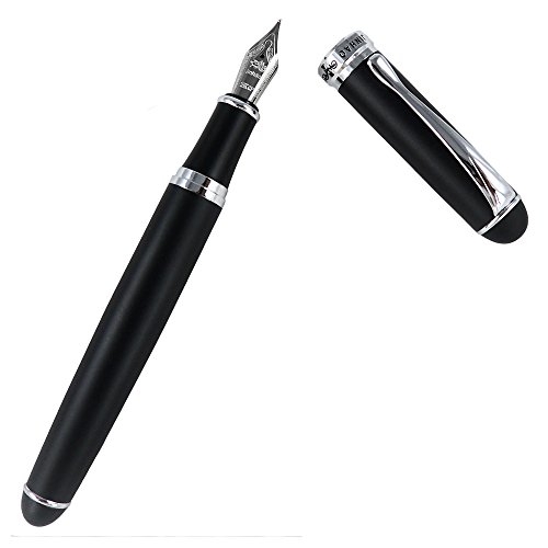 Image of Jinhao Fountain Pen Silver Trim Medium Nib X750 With Gift Case (Frosted Black)