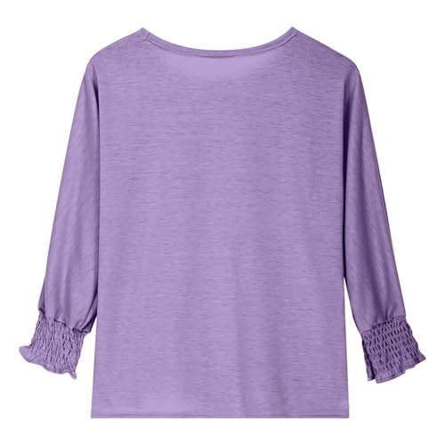 Summer Girls 3/4 Sleeve Tops for Girls 2025 Casual Crew Neck Blouse Puff Sleeve Shirts Cotton Soft T Shirt Tunic Tees3