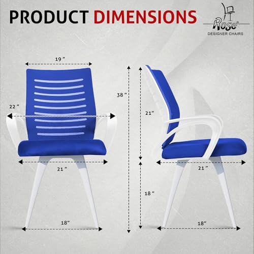Image of ROSE Elite | 3 Years Brand Warranty | Ergonomic Office Chair, Study, WFH, Revolving, Rolling, Desk, Task, Laptop, Student Chair (White & Blue, Elite MB Reception)