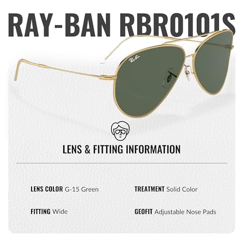 Image of Ray-Ban RBR0101S AVIATOR REVERSE Pilot Shaped Sunglasses for Men & Women with Official RAYBAN Eyewear Kit