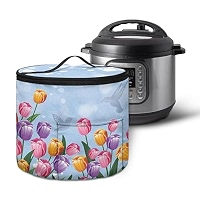 Luarisgur Small Appliance Cover With Daisy Bird Print - Zipper Closure Dust Cover For 6 Qt Pressure Cooker Or Air Fryer, Includes Storage Pocket