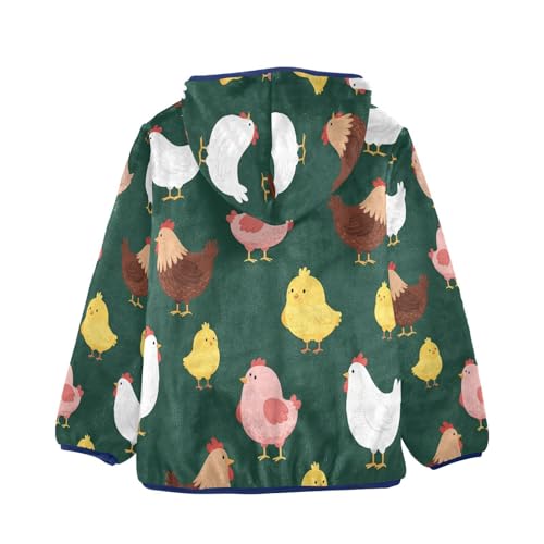 Chicken Pattern Print Design Toddler Fleece Jacket Girl Boys Hooded Fleece Jacket Coat Warm Outwear Zip-up 3-10T2