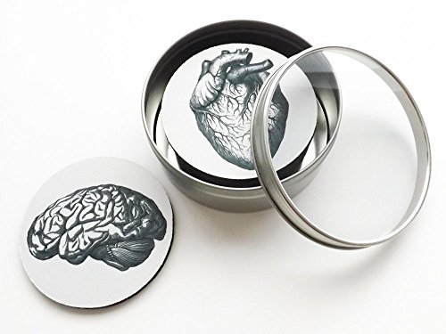 Anatomy Coasters Gift Set of 4 or 6 Flexible Mousepad or Hardboard Brain Skull Anatomical Heart Doctor Nurse Graduation