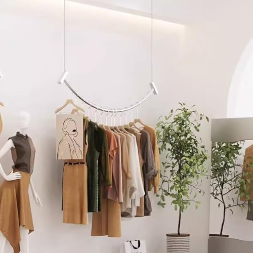 Cintre en acier suspendu et portant à vêtements réglable pour vitrine