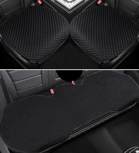 車シートカバー に適し ホンダ N-BOX JF1/2/3/4型 JF5/JF6 カーシートカバー カーシート クッション 汚れ防止 防水シートカバー 座布団 シート保護 前席と後席 5人乗り 通気性 取付簡単 内装パーツ(ブラック,3点セット)