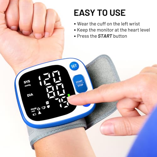 Oklar Blood Pressure Monitors for Home Use Rechargeable Wrist Digital BP Machine Cuff with LED Backlit Display, Voice Broadcast, 240 Memory Storage for 2 Users with Carrying Case, Blue - Image 7