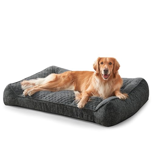 JOEJOY Cuccia ortopedica per cani di taglia grande, XXL, lavabile, antiscivolo, per cani, in morbida pelliccia di coniglio, 122 x 89 x 25 cm