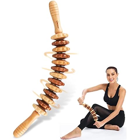 MassagegeräT Holz RüCken MassagegeräT Massageroller Roller MassagegeräT Mit Griff Zum LöSen Tiefer Gewebe,Geeignet FüR Nacken,Beine,RüCken,KöRper,1 StüCk,NatüRliche Holzfarbe… Cover