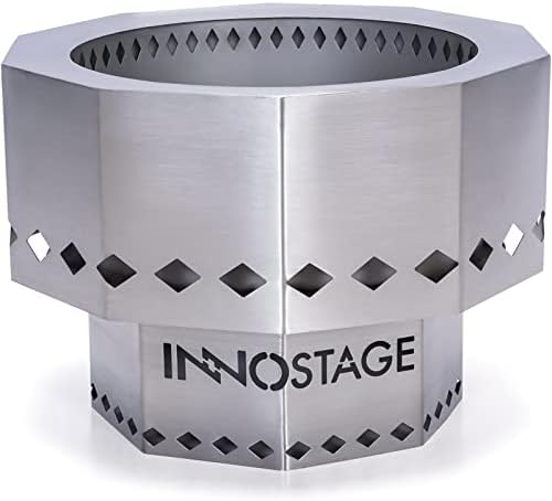 Patented Smokeless Fire Pit for Outdoor Wood Pellet Burning Spark with Portable Carrying Bag,Stainless Steel Firepit Grill Bowl of Fireplace Stove for Picnic Camping Cooking on Beach - S