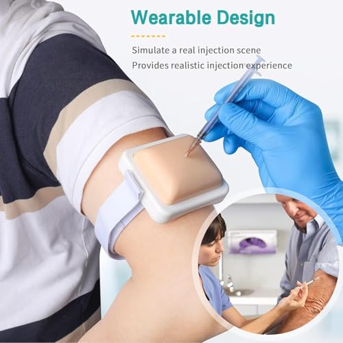 6 unidades - Almohadillas de entrenamiento para inyecciones, almohadilla de silicona wearable con correas, piel humana simulada, herramienta de práctica para estudiantes, enfermeros y médicos miniatura 3