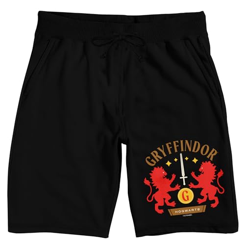 Bioworld Harry Potter Gryffindor Sword & Lions Men's Black Sleep Pajama Shorts