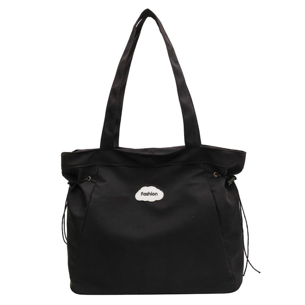 JRNDNIUO Nylon Tote Bag for Women, 18L Side Cinch Shopper Handbag, Large Hobo Bag, Lightweight Shoulder Bags