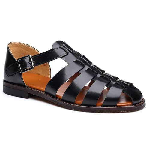 Myallfeet Men's Classic Fashion Roman Fisherman Sandals Summer Fashion Breathable Outdoor Fisherman Beach Sandals Comfortable And Non Slip Flat Sandals