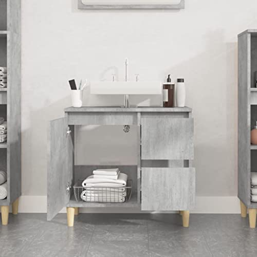 Armario de baño gris hormigón de 65 cm en madera de ingeniería 4