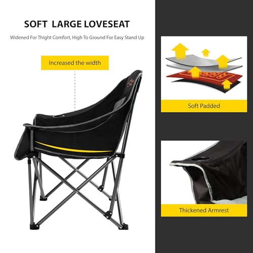 FAIR WIND 2 Pack Oversized Padded Camping Chair Heavy Duty Quad Fold Arm Chair Portable for Outdoor の商品画像 3