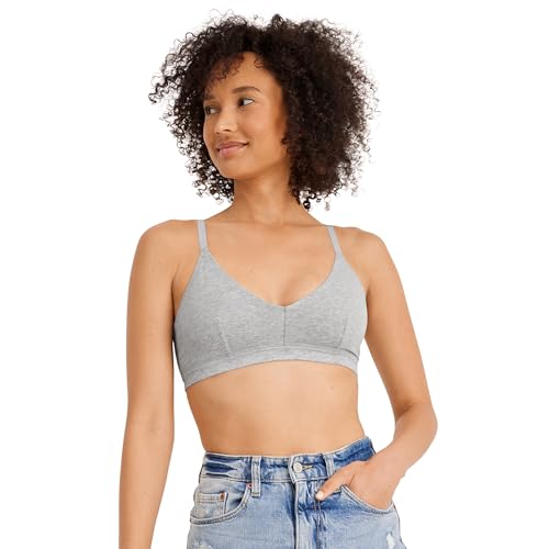 Jockey Women's Bra Organic Cotton Stretch Triangle Bralette, Grey Heather, M