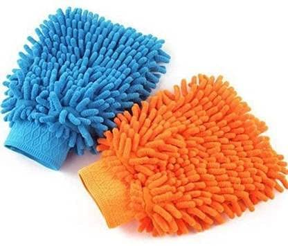 Atipriya Double Sided Dust Chenille Mitt Cleaning Gloves Microfiber Multipurpose Mitt Dust Cleaner for Dust Cleaning, Car Washing Scratch Free Usage Multi-Colored, Pack of 2