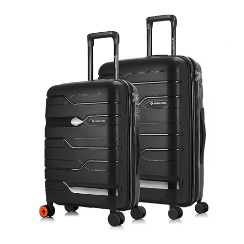 Image of Nasher Miles Paris Hard-Sided Polypropylene Luggage Set of 2 | 65cm & 75cm | 8 Wheels Medium & Large Trolley Bag for Travel | Suitcase (Black)