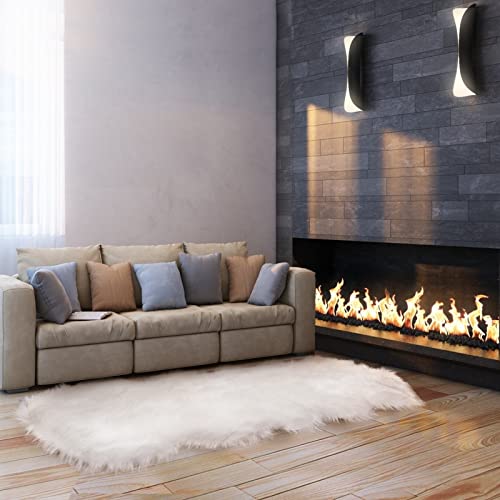 Qhwlkj Faux Sheepskin Fur Rug,White Soft Fluffy Shaggy Area Rug Ultra Soft 2 X 5.3 Feet Sheepskin Fur Rug For Bedroom Sofa Living Room Floor Kids Room #TOP6