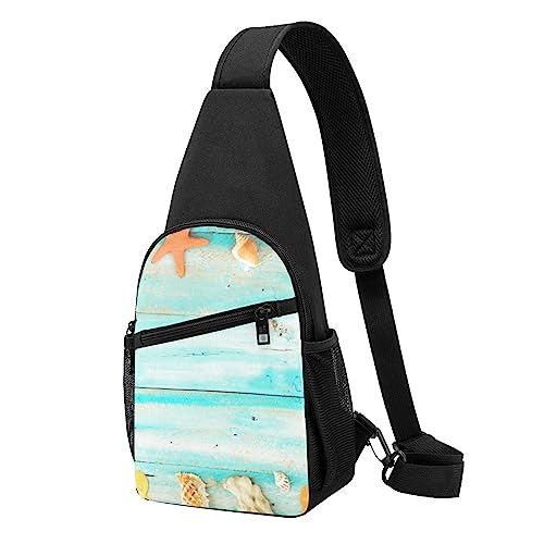 Sac de poitrine imprimé tropical noir à sangle ajustable