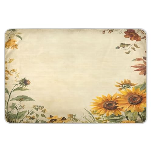 Takiito Vintage Sunflowers Bed Pad Reusable Bed Underpad Washable Waterproof Leak-Proof Quick Dry Incontinence Pee Pad for Toddlers Kids Adults Pets 34x52 in