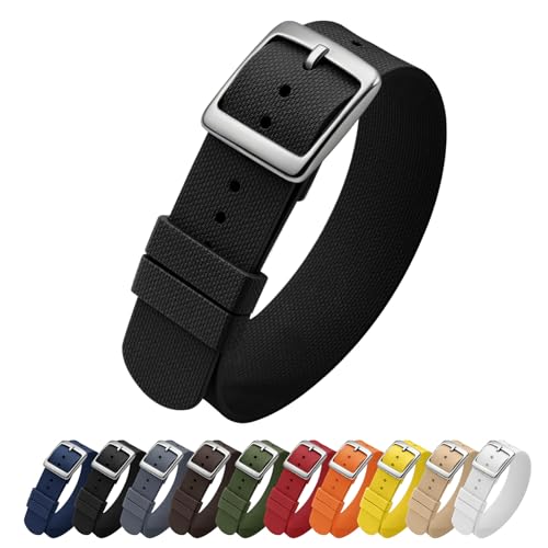 ULLCHRO Watch Strap FKM Rubber Watch Strap 20mm Waterproof Silicone Replacement Band 22mm Soft Rubber for Man Watch Band (21mm Black)